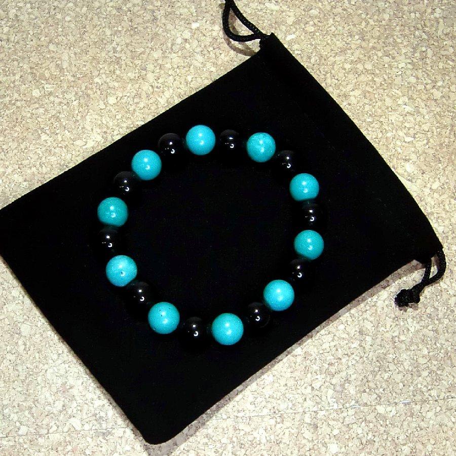 パワーストーン ブレスレット 10mm  ハウライトターコイズ＆オニキス bracelet Howright Turquoise & Onyx 天然石 【送料無料】 |  | 04