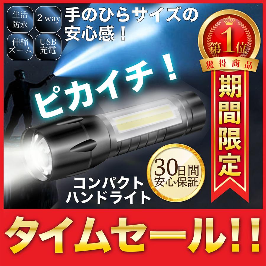 小型 LED ライト USB充電 キーホルダー 明るさ 4段階 pq03-7a