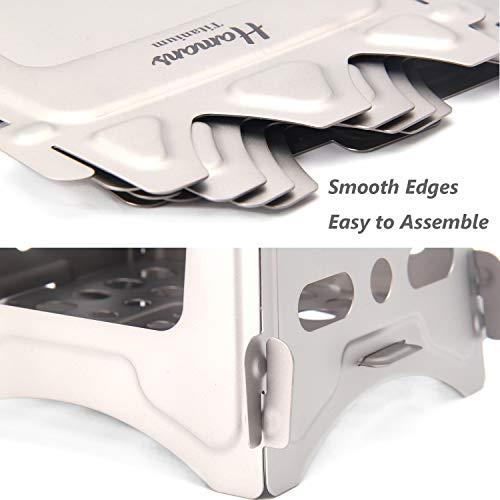 Hamans チタンウッドバーニングストーブ キャンプストーブ 折りたたみ式チタンポータブルバックパッキングス? 上部の長さ 下部の長さ 22インチ/158mm 壁の厚さ 02インチ/0 6mm ストーブドアの高さ 正味重量 収納バッグのサイズ