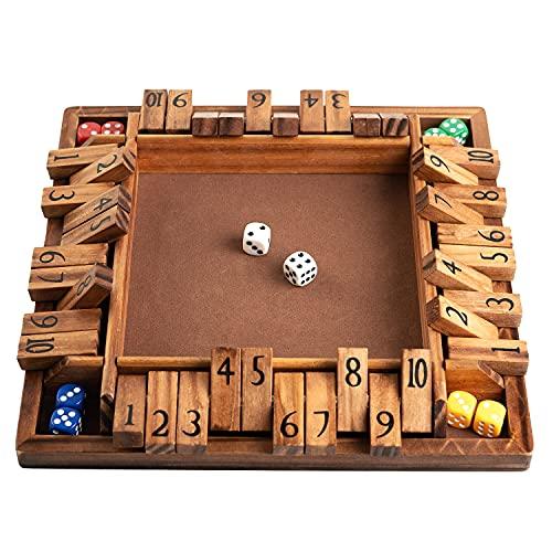 ✨美品✨ Funliktod 木製1~4人プレイヤー Shut The Box ゲーム クラシックダイスボードゲーム 子供&大人用 【2169872810】(10966円)