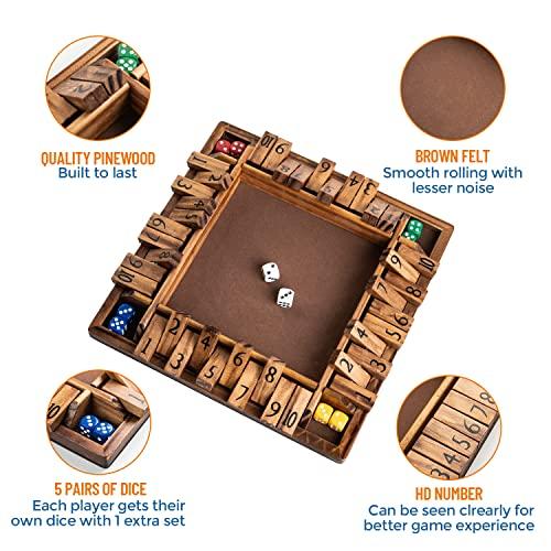 ✨美品✨ Funliktod 木製1~4人プレイヤー Shut The Box ゲーム クラシックダイスボードゲーム 子供&大人用 【2169872810】(10966円)