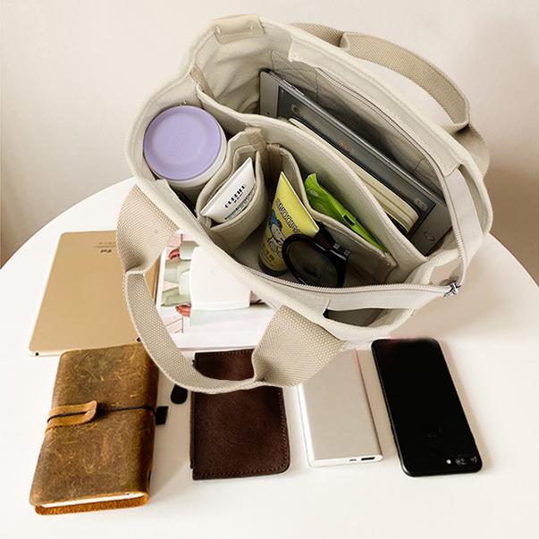 お散歩バッグ ストラップ付き　犬　ミニバッグ　マナーバック　トートバッグ　お散歩　グッズ　キャンバス　お出かけ　仕切り付き　マナーポーチ |  | 12