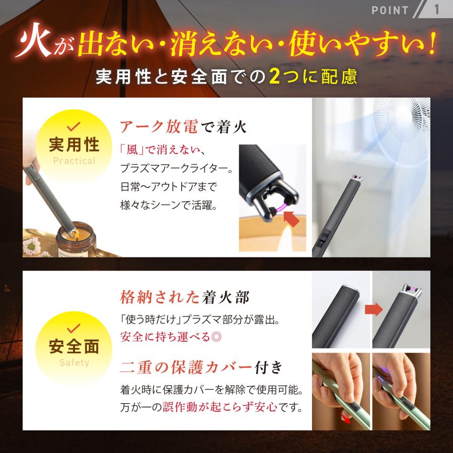 NEXARC 【日本ブランド】 プラズマライター 電子ライター 収納袋付き フックに掛けられる 点火ライター 電気 USBライター 電量表示 充電式  BBQ お墓参り |  | 08