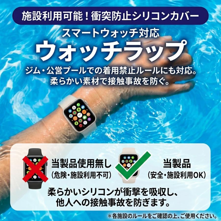 【Sanoria】日本ブランド　ウォッチラップ スマートウォッチ 保護バンド プール用 シリコン製 高耐久 2種セット 収納ケース付き　プールバンド 衝突防止 |  | 01