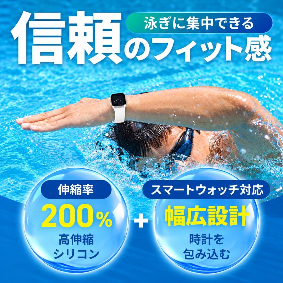 【Sanoria】日本ブランド　ウォッチラップ スマートウォッチ 保護バンド プール用 シリコン製 高耐久 2種セット 収納ケース付き　プールバンド 衝突防止 |  | 02