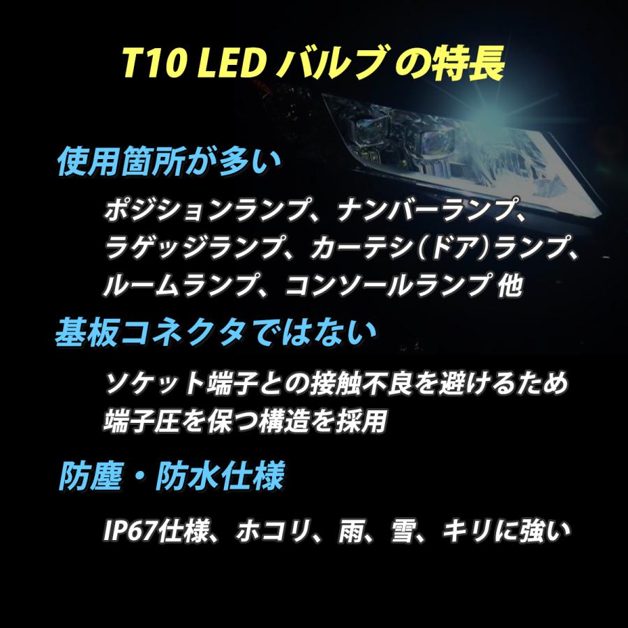 T10 バルブ LED ポジション ナンバー灯 ルームランプ ウェッジ球 2個セット 車用品 カー用品｜hapisuma-market｜03