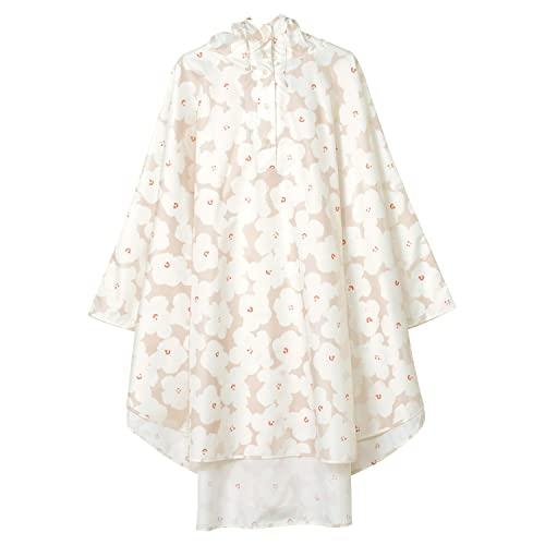 [ワールドパーティー] レインポンチョ ハナプリント ベージュ レディース レインコート リュックを背負ったままでもOK アウターの上から羽織れ | 