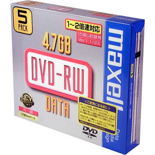 maxell DRW47B1P5S DVD-RWディスク(4.7GB/ 5枚/パソコン用/2倍速対応) | 