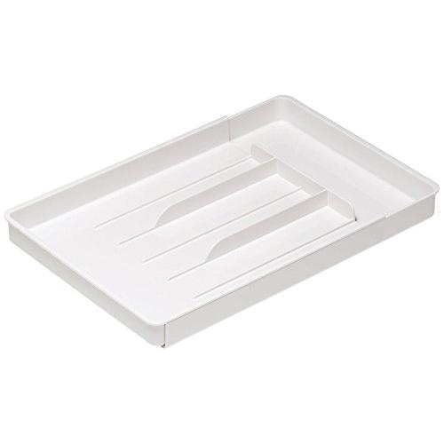 Belca 食器棚収納 伸縮 カトラリートレー L 幅21×奥行32~50×高さ3cm ホワイト スライド式 CT-LW | 