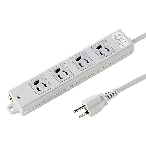 サンワサプライ 工事物件雷ガードタップ 3P・4個口 抜け止め差込口 裏面マグネット付き TAP-K4SP-3 | 