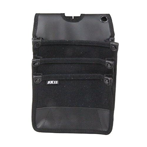 SK11 帆布腰袋 SHN-3D BK 3段ポケット ブラック | 