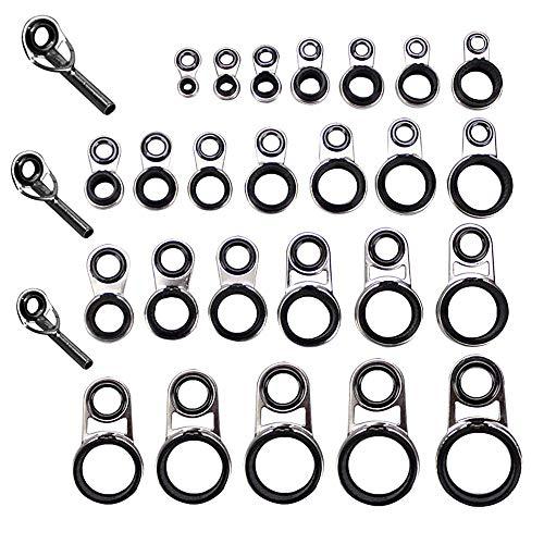 LNJLQW 25点セット 釣竿 ロッドガイド アイリング セラミックリング ステンレス 釣り竿 釣り竿ガイド アイ 2.0mm〜15mm 多サ | 