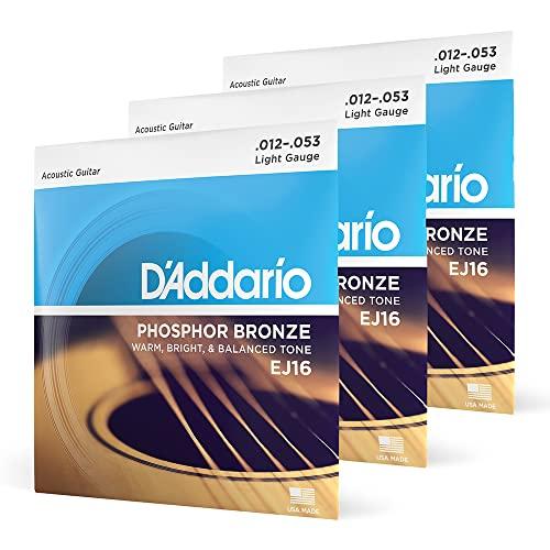 D'Addario ダダリオ アコースティックギター弦 フォスファーブロンズ Light .012-.053 EJ16-3D 3set入りパック | 