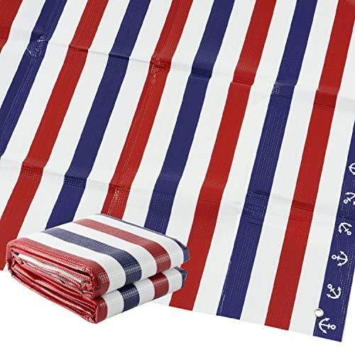 アサヒ興洋 レジャーシート 厚手 6~7人用 180×240cm 3畳 マリンボーダー柄 シートピン付き 3層構造 防水 冷気・湿気防止 やわら | 