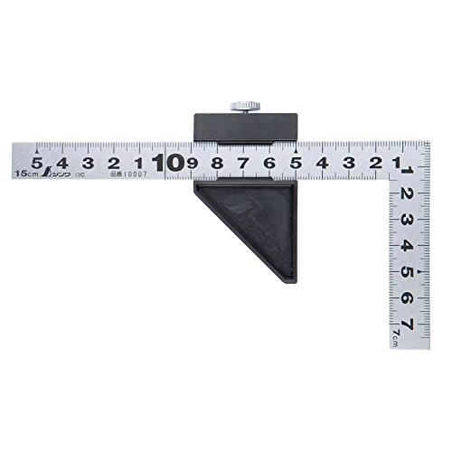 シンワ測定(Shinwa Sokutei) 曲尺 平ぴた シルバー 15cm 表裏同目 ストッパー付 12437 | 