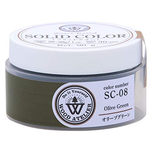 和信ペイント 水性ペースト状ニス ウッドアトリエ ソリッドカラー 90g ワックス感覚で使える 800828 屋内木部用 SC-08 オリーブグ | 