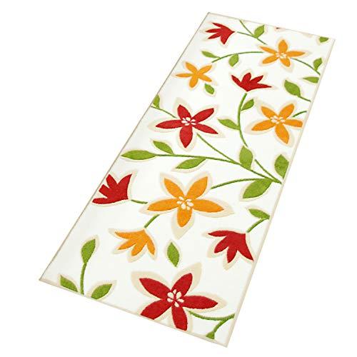 オカ キッチンマット パッションフラワー 約45×120cm ベージュ 洗える 日本製 | 