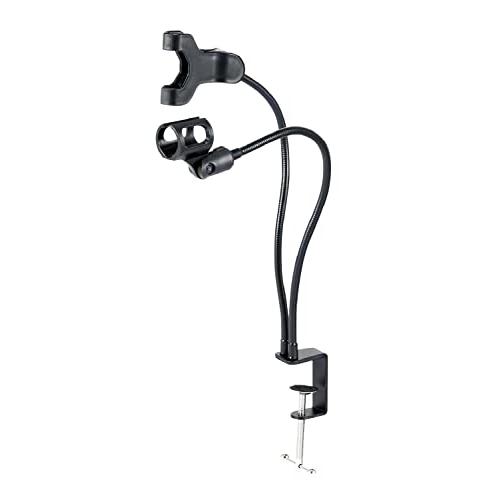 エレコム スマホホルダー付きグースネック型マイクスタンド ブラック HS-DSARMTBK | 