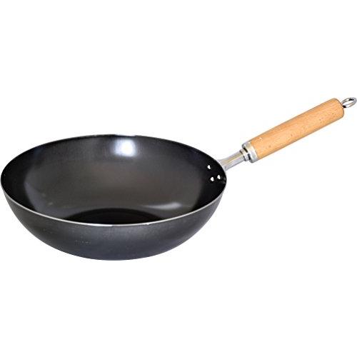 燕三条 黒皮鉄 深型フライパン 炒め鍋 28cm IH対応 ガス 木のハンドル 日本製 厳選素材 GR-9749 | 