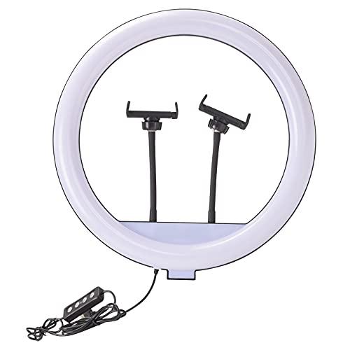 エツミ リングライト VLOG LEDリングライト 14インチ 外径35.5cm スマホホルダー 2本 3色モード 調光可能 【三脚やスタンドに | 