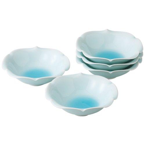 波佐見焼 小鉢 セット 5個入 ボウル 皿 青磁 径約16×5.5cm ( 化粧箱入 ) 11441 | 