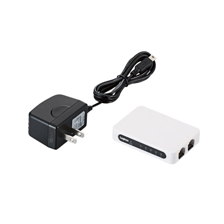 ロジテック スイッチングハブ 5ポート 10/100Mbps AC電源 小型 LAN-SW05PSWE | 
