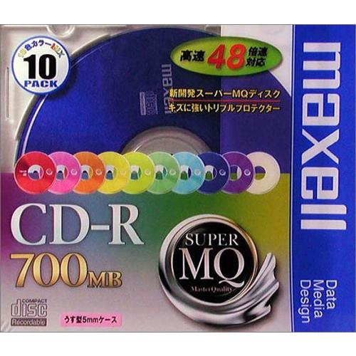 maxell データ用 CD-R 700MB 48倍速対応 カラーミックス 10枚 5mmケース入 CDR700S.MIX1P10S | 