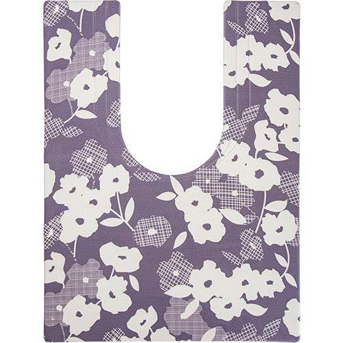 スキマにピタっ! 拭ける 撥水 PVC 耳長 トイレマット 80×60cm フラワーグレイ | 