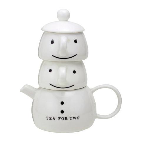 サンアート かわいい食器 「 Tea for Two 」 ティーポット&カップ(2人用ティーセット) ホワイト SAN201 | 