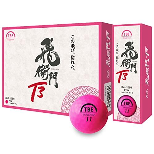 TOBIEMON(トビエモン) ゴルフボール 飛衛門 3ピース 蛍光マットカラー 1ダース(12個入り)ピンクT-3BM-P | 