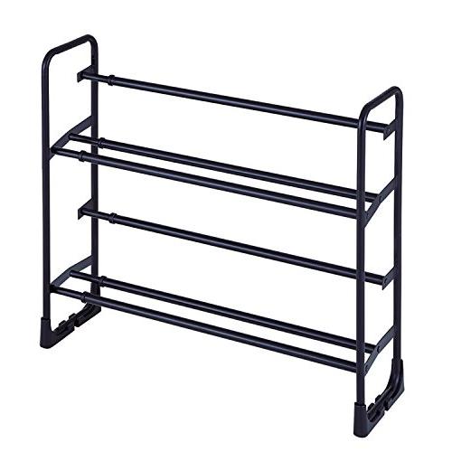 天馬 靴の出し入れカンタン 伸縮式シューズラック 2段 マットブラック 幅54~81×奥行17×高さ53cm PRX 美style | 