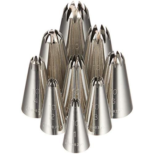 遠藤商事 業務用 ケース入 口金セット 花10切 No.1~8・10 (9個セット) 18-8ステンレス 日本製 WKT41010 | 