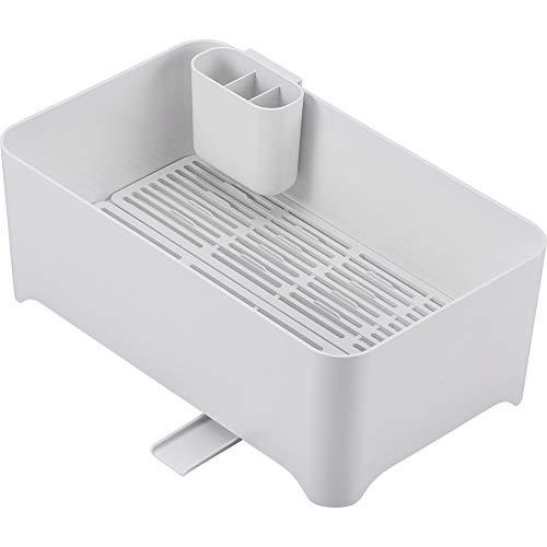 余白(YOHAKU) 大容量 漬け置き洗いもできる 水切りかご ピュアホワイト 中栓付 水を溜められる フライパンの水切りにも MG-0311 | 