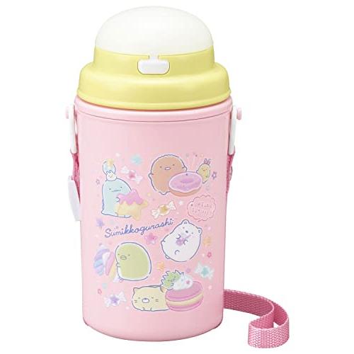 OSK 水筒 ウォーターボトル 450ml すみっコぐらし ストロー付き水筒 断熱材入り 広口 保冷 ストラップ付き ワンタッチオープン日本製 | 