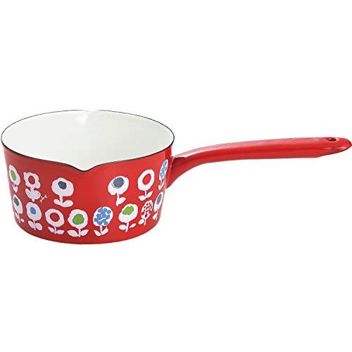 タマハシ ミルクパン ホーロー 15cm IH・ガス火対応 日本製 プルーン レッド キャンディーフラワー YJM-202 | 