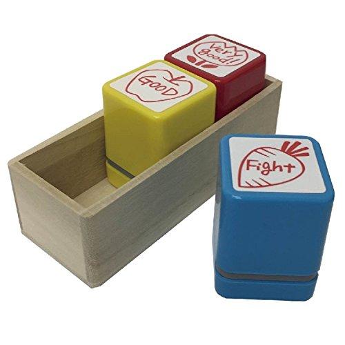 サンビー スタンプ 浸透印 学校用 評価印 ティーチャースタンプ 30ミリ 3本組 朱 SS-117 | 