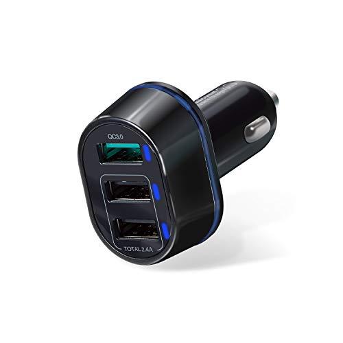 エレコム シガーチャージャー/3USBポート(自動識別)/QuickCharge3.0/ブラック | 