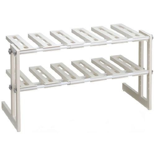 Belca キッチン 日本製 収納 そのままin シンク下フリーラック2段 伸縮タイプ 幅50~75×奥行30.3×高さ39.9cm ホワイト | 