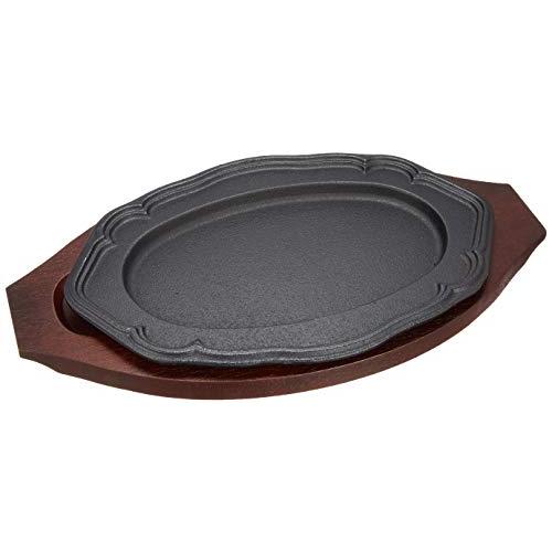 遠藤商事 トキワステーキ皿 314 花型 外寸300×210mm内寸225×135×H11mm木台370×208mm 鉄製 PTK09 | 