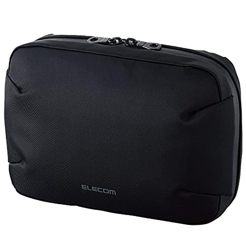 エレコム ガジェットポーチ ポーチ ガジェットケース 抗菌 撥水加工 止水ファスナー 固定収納 ペンホルダー ブラック BMA-GPAB01BK | 