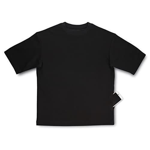 おたふく手袋 夏用Ｔシャツ フーバー [オーバーサイズ 5分袖 外側コットン 肌面側冷感ポリエステル ポケット付] FB-700 ブラック Mサ | 