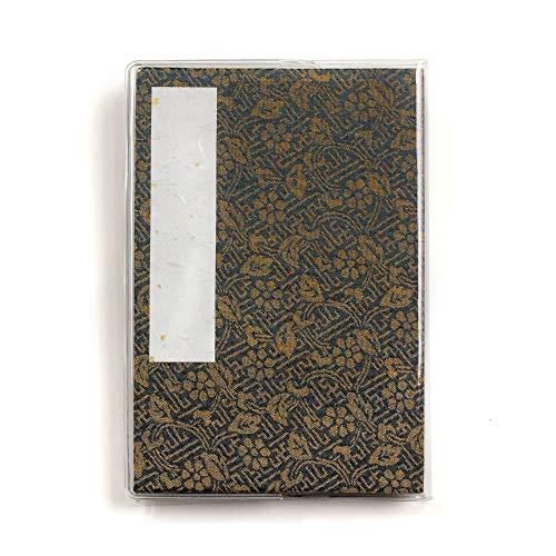 御朱印帳 集印帳 織生地 どんす柄 紗綾形 濃藍 カバー付き 160×109mm 蛇腹式 24折 M002-020 | 