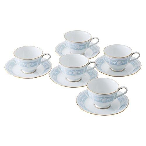 Noritake ノリタケ カップ & ソーサー セット ( コーヒー ティー 兼用) 220cc レースウッドゴールド 5客 ブルー ファイン | 