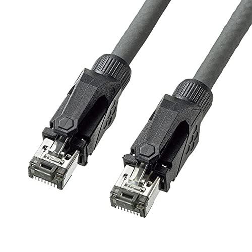 サンワサプライ CAT6A STP LANケーブル(10m) 10Gbps/500MHz RJ45 ツメ折れ防止 グレー KB-T6ASTP-1 | 