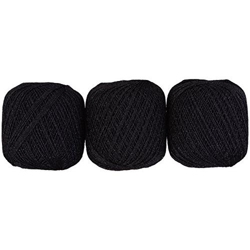 DARUMA ラメのレース糸 レース糸 #30 Col.3 ブラック 系 20g 約137m 3玉セット 01-2140 | 