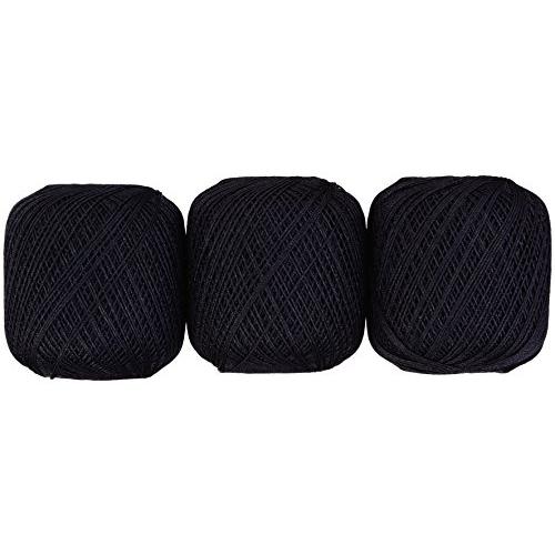 横田(Yokota) DARUMA 絹のレース糸 レース糸 #30 Col.7 ブラック 系 20g 約148m 3玉セット 01-2120 | 