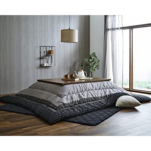 イケヒコ こたつ布団 長方形 掛敷セット ゆかり 約205×245cm ブラック しじら 厚掛け #5110330 | 