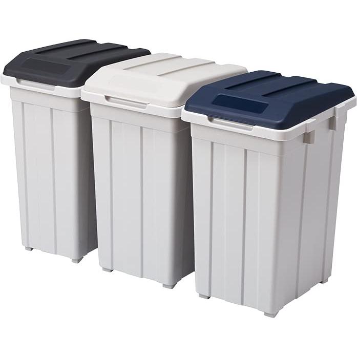 アスベル フタ付きゴミ箱 屋外 33L・33L・27L ジョイント分別3個セット ジョイントできる 白、青、黒 カラーで分別 A6644 | 