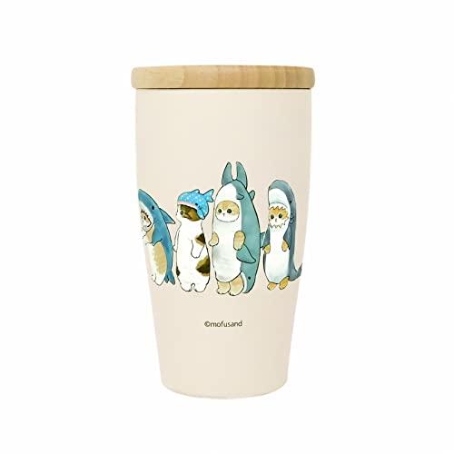 東亜金属 mofusand (もふさんど) 木蓋付き ステンレス タンブラー 350ml 【 サメにゃん 】 53-2094 ベージュ | 