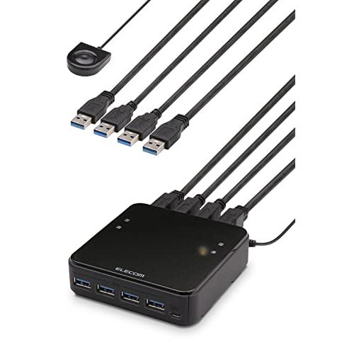 エレコム USB切替器 PC→4ポート USB3.0→4ポート 手元スイッチ ブラック U3SW-T4 | 